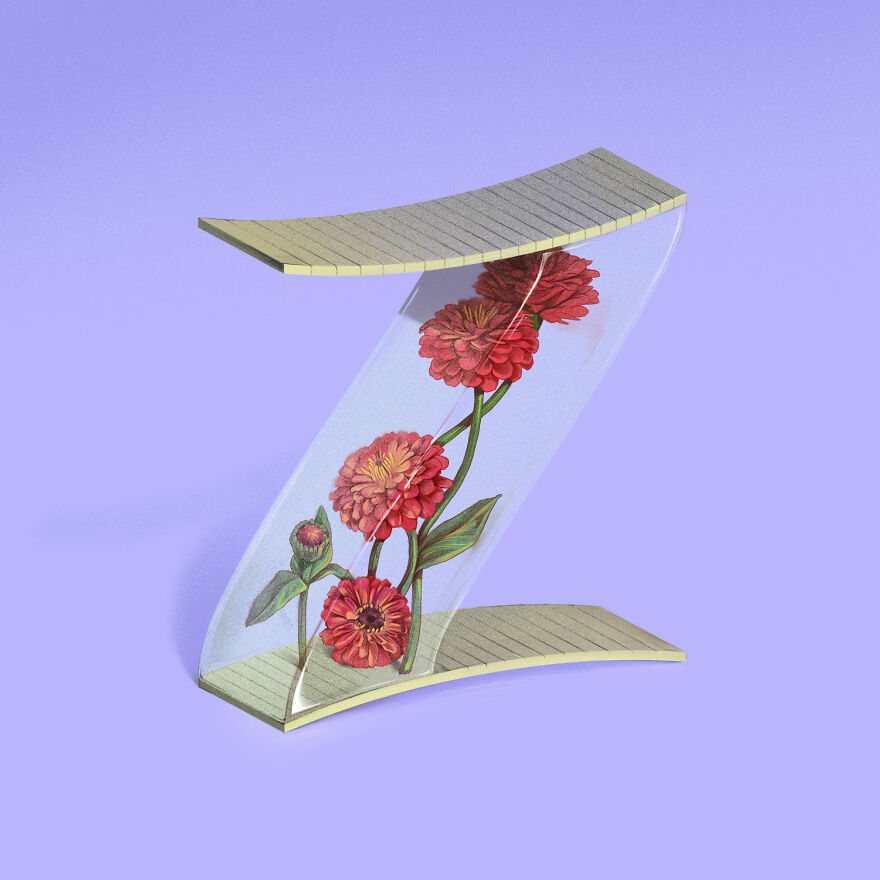 36 Days Of Type 2021 A Striking Alphabet Of Flowers Integrated Into Interior Elements By Laurynas Kamarauskas 36