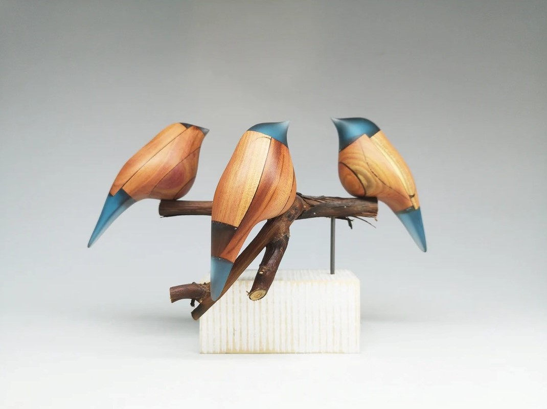 Bird Wood And Resin Sculptures By Yurii Myketka 4