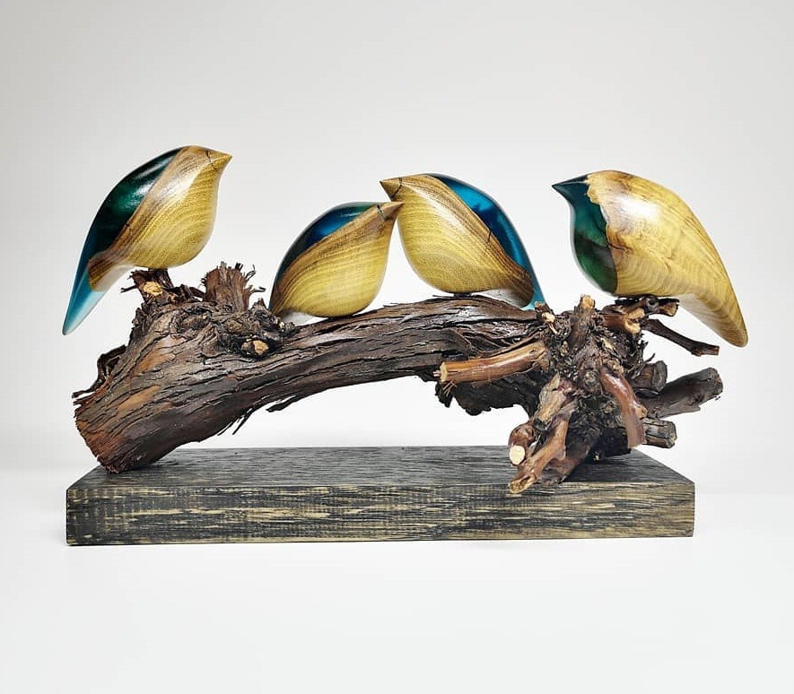 Bird Wood And Resin Sculptures By Yurii Myketka 9