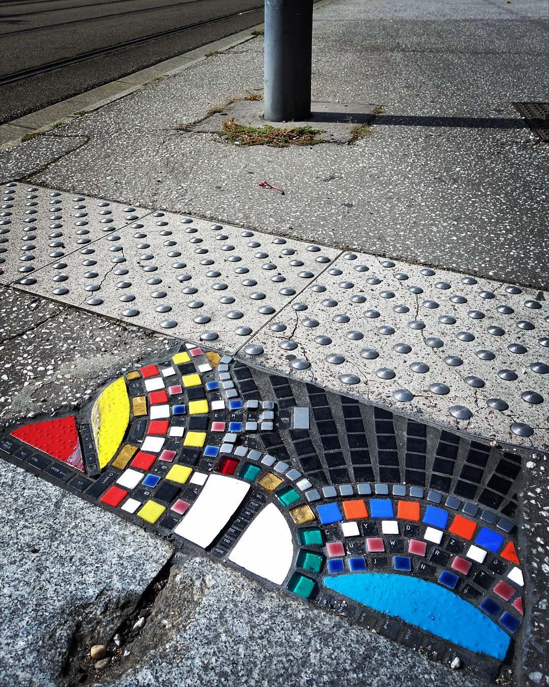 Fractured Sidewalks Pavements And Walls Repaired With Vibrant Tiled Mosaics By Ememem 18