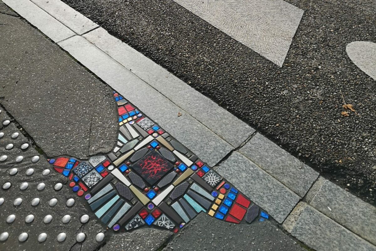 Fractured Sidewalks Pavements And Walls Repaired With Vibrant Tiled Mosaics By Ememem 2