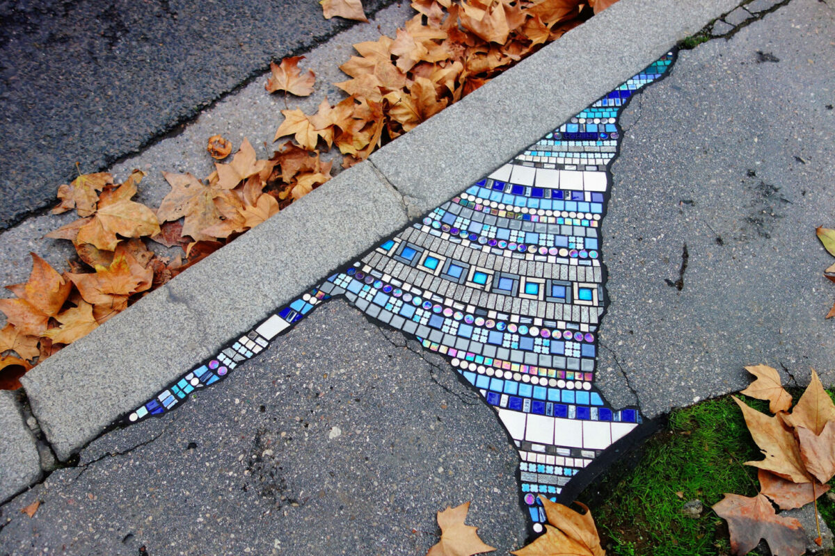 Fractured Sidewalks Pavements And Walls Repaired With Vibrant Tiled Mosaics By Ememem 25