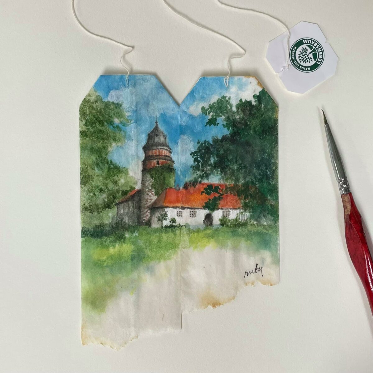 Gorgeous Miniature Watercolors Painted On Used Teabags By Ruby Silvious 2