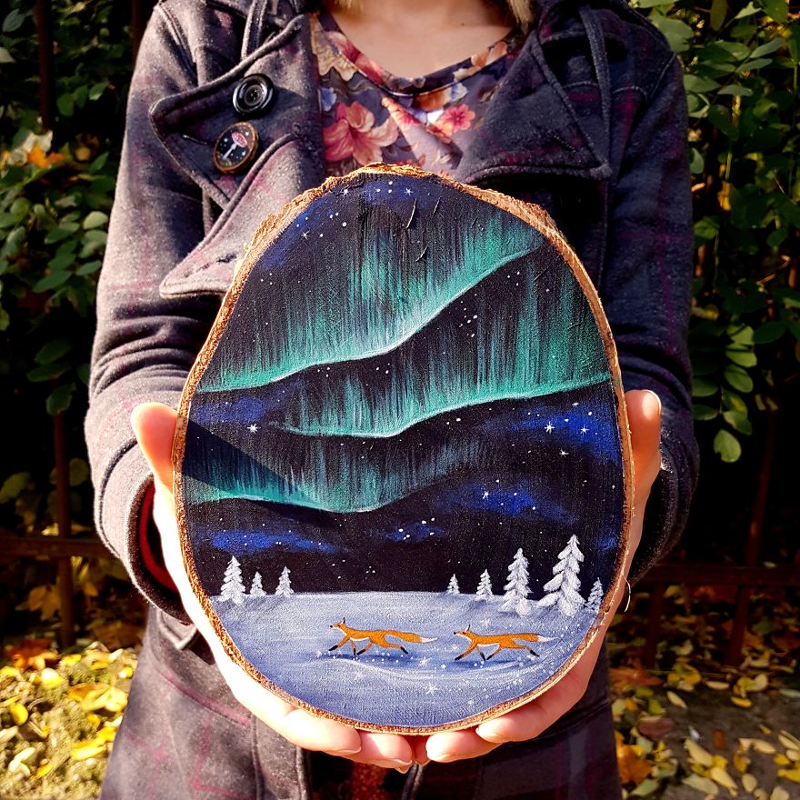 Magical Forest Inspired Paintings On Wood By Anna Aka Forest Design 1