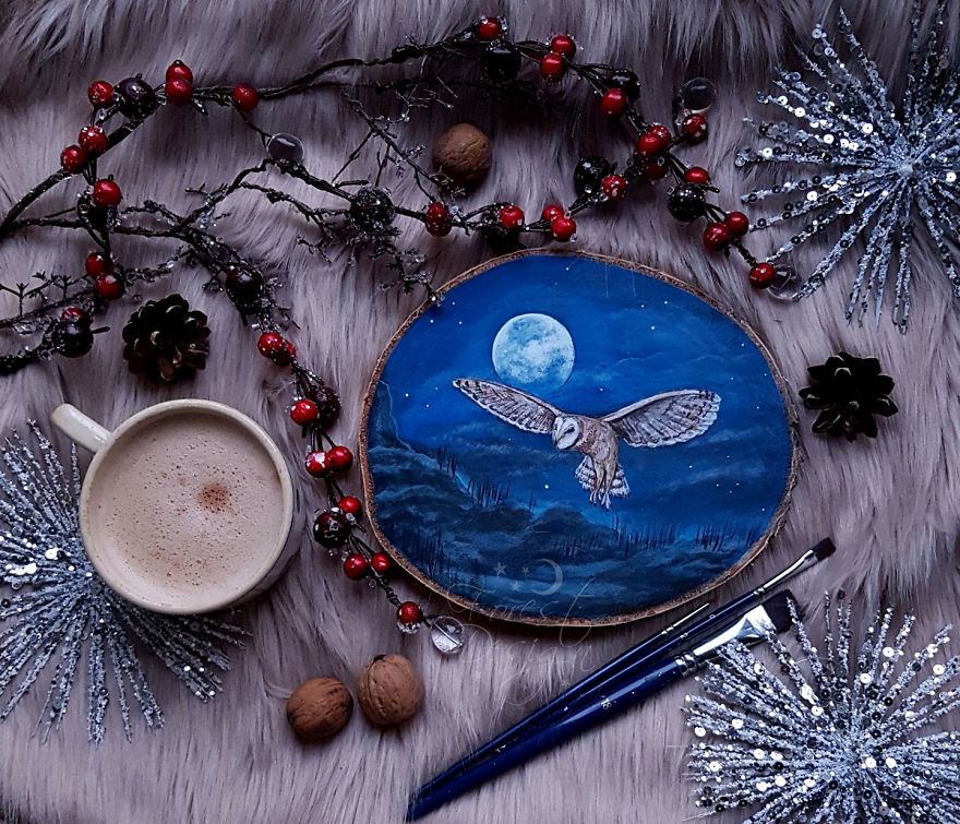 Magical Forest Inspired Paintings On Wood By Anna Aka Forest Design 13