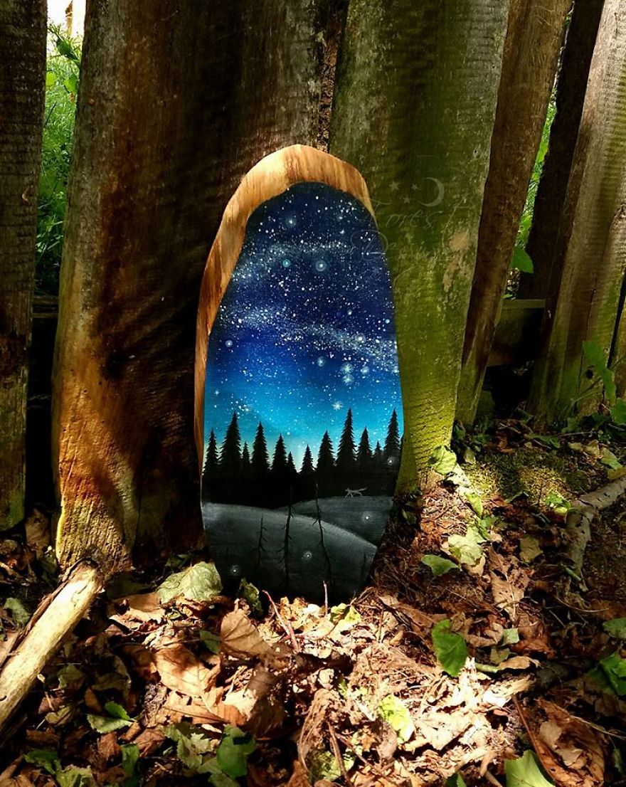 Magical Forest Inspired Paintings On Wood By Anna Aka Forest Design 19