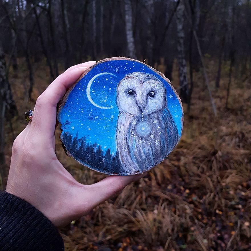 Magical Forest Inspired Paintings On Wood By Anna Aka Forest Design 2