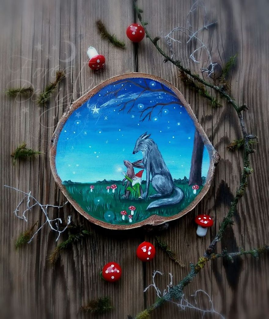 Magical Forest Inspired Paintings On Wood By Anna Aka Forest Design 23
