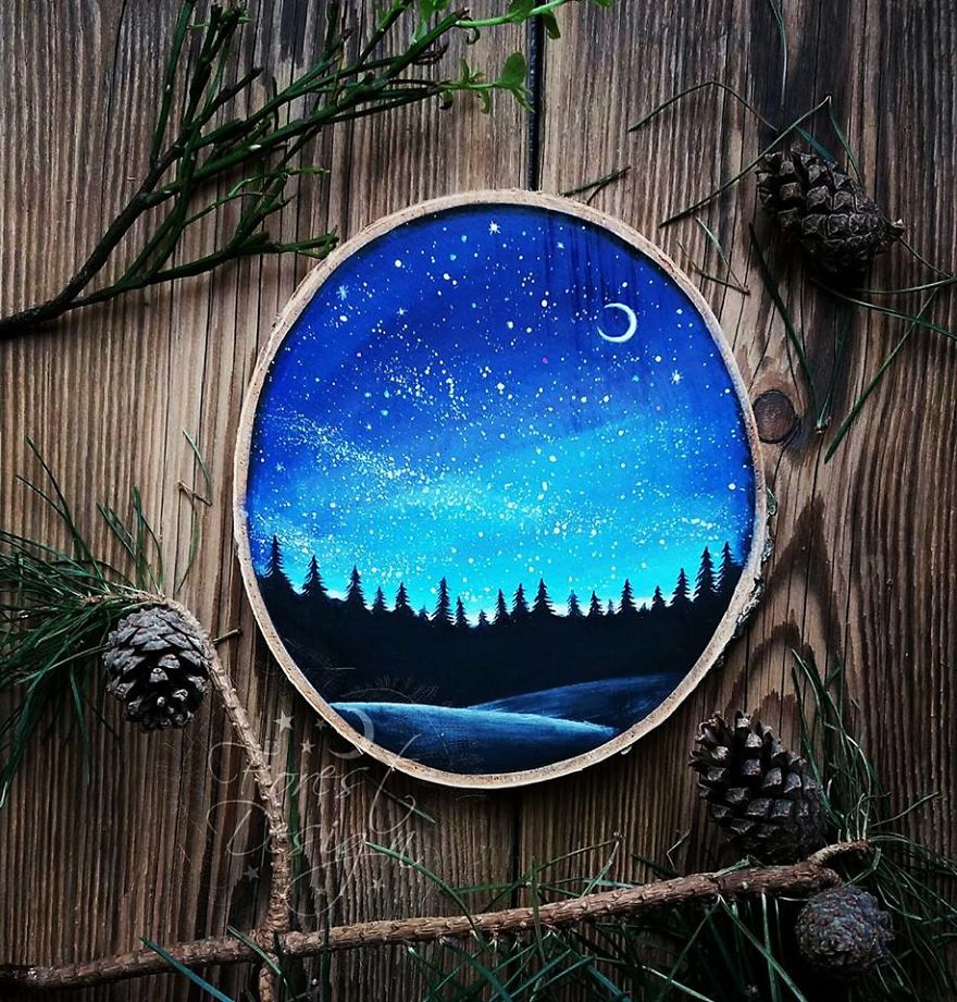 Magical Forest Inspired Paintings On Wood By Anna Aka Forest Design 25