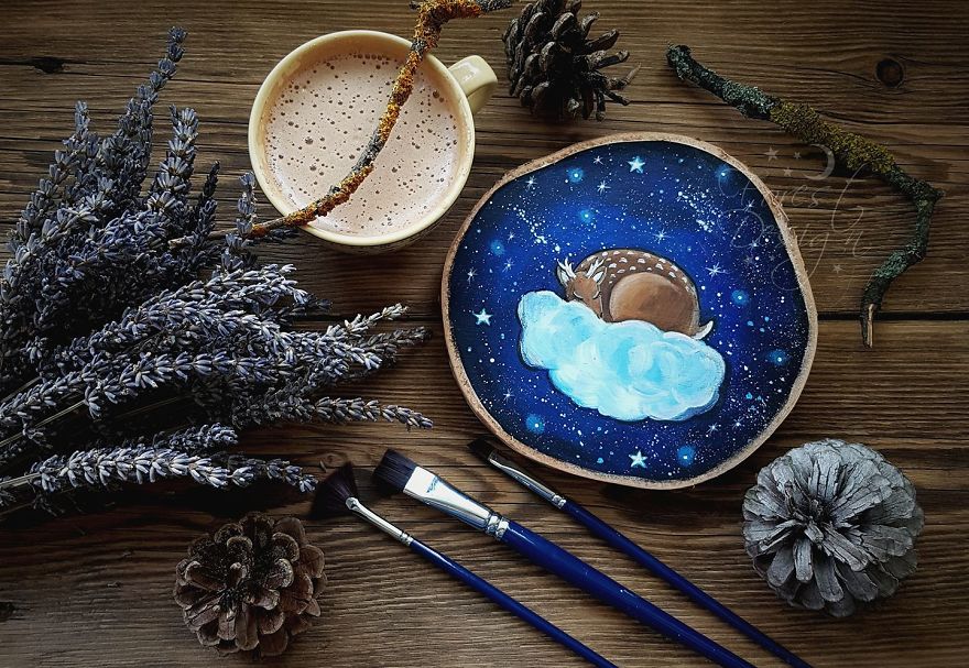 Magical Forest Inspired Paintings On Wood By Anna Aka Forest Design 26