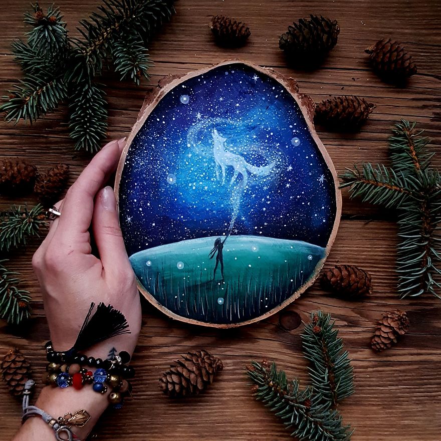 Magical Forest Inspired Paintings On Wood By Anna Aka Forest Design 30