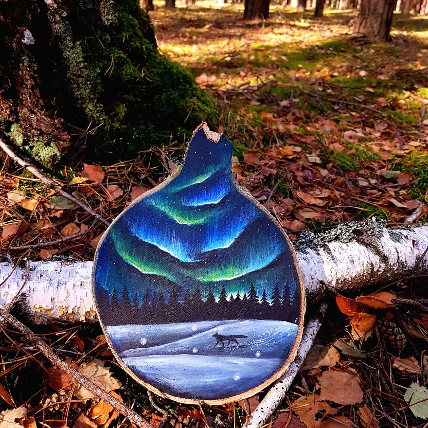 Magical Forest Inspired Paintings On Wood By Anna Aka Forest Design 6