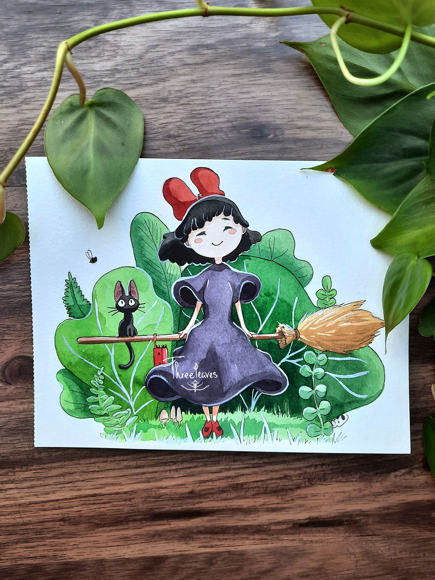Enchanting Versions Of Studio Ghibli Characters Surrounded By Nature Created By Threeleaves 1