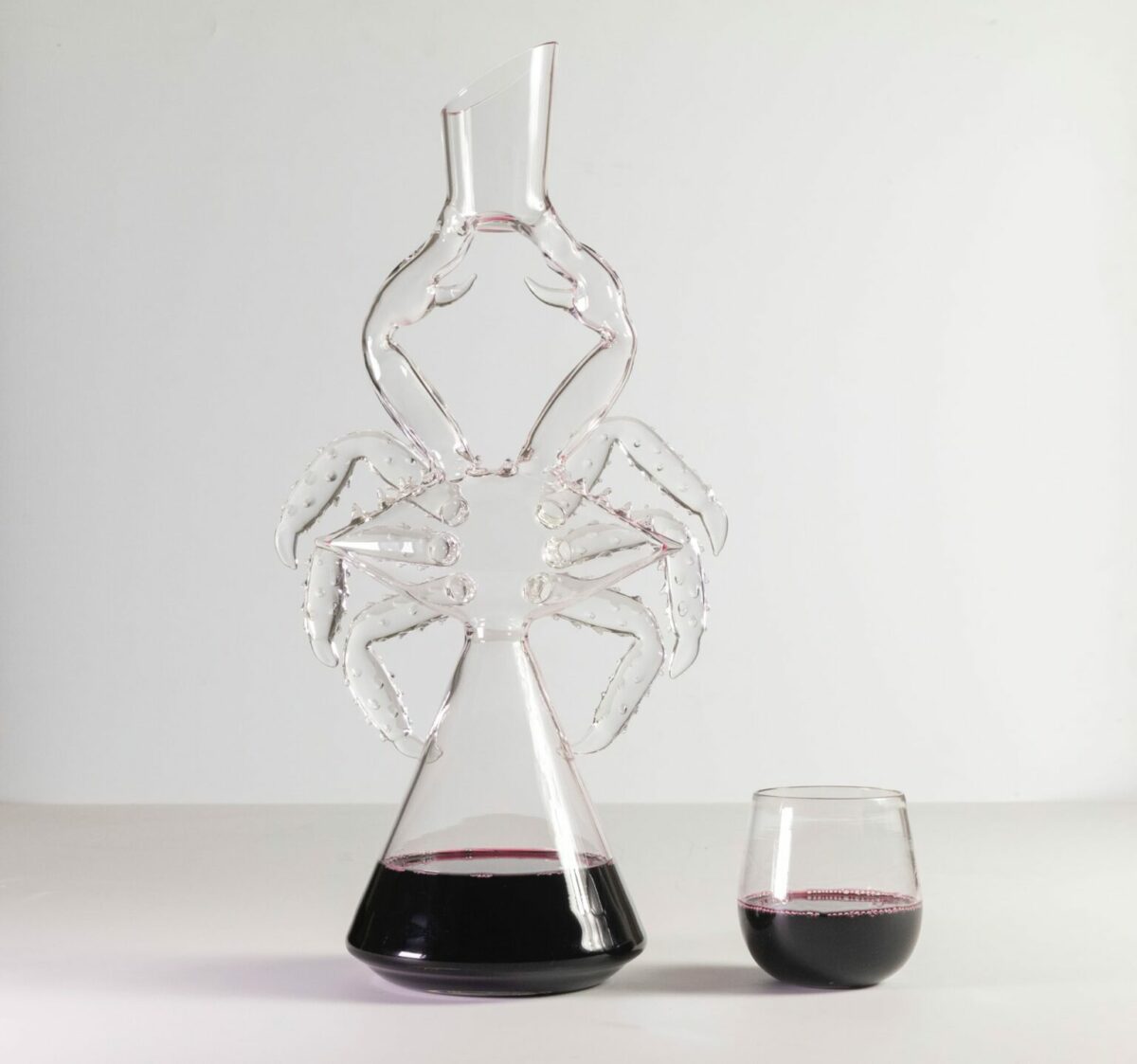 Fantastic sculptural wine decanters in the form of sea creatures by Charlie Matz