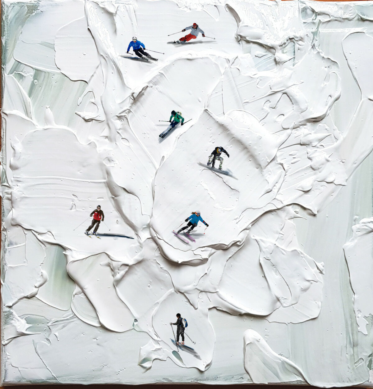 Miniature Figures Skiing And Swimming Through Thick Paint Blobs By Golsa Golchini 9