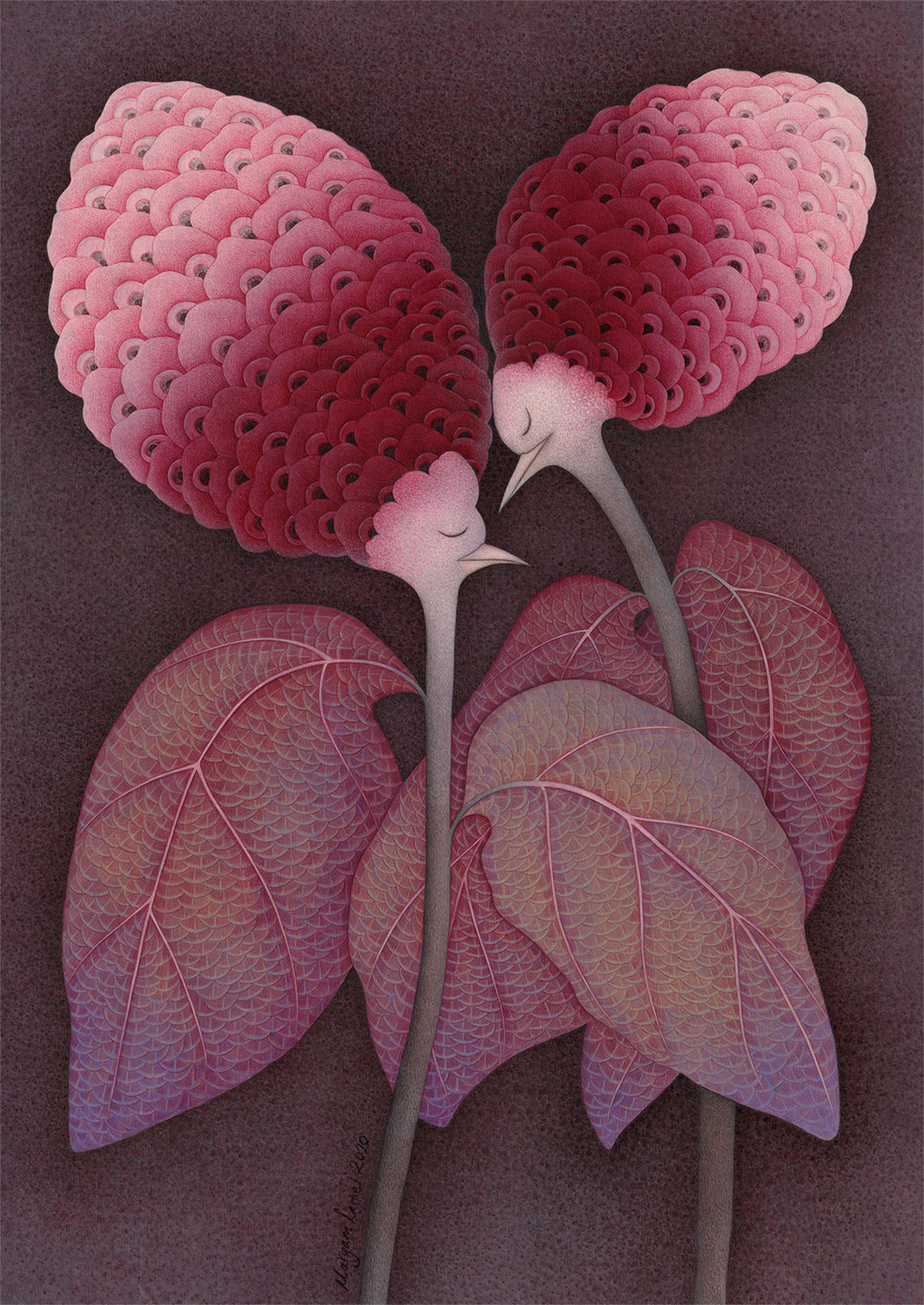 Beautiful And Delicate Paintings Of Flowers And Birds By Maryam Lamei Harvani 10
