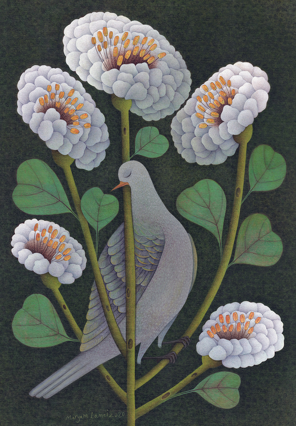 Beautiful And Delicate Paintings Of Flowers And Birds By Maryam Lamei Harvani 7