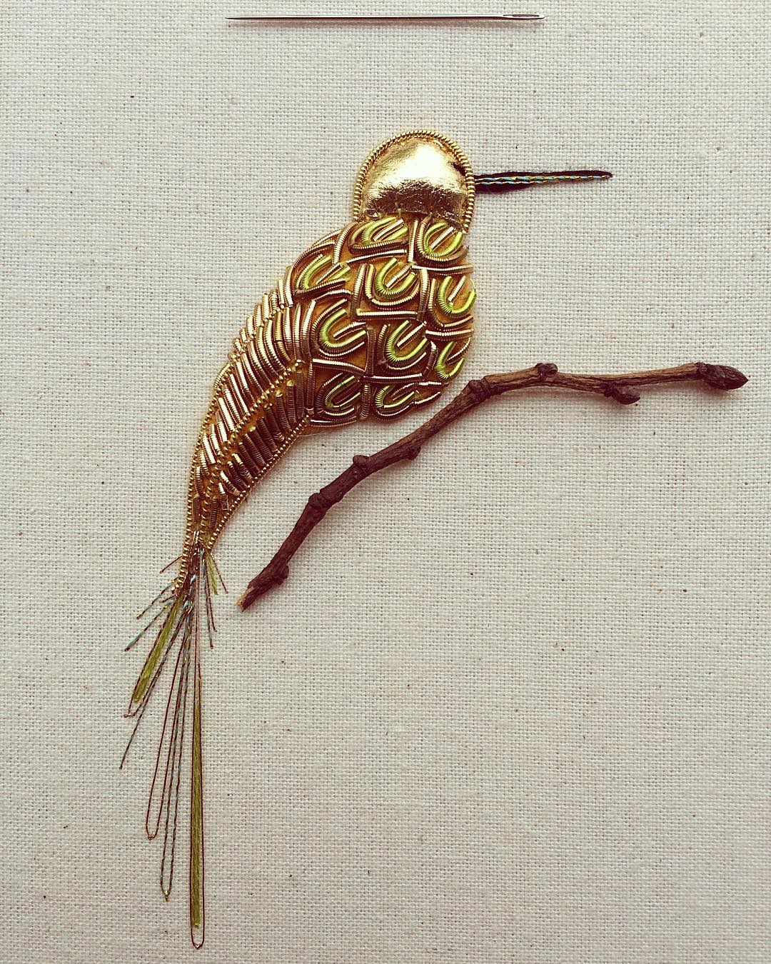 Beautiful Bird And Insect Embroideries Decorated With Metallic Beads By Humayrah Bint Altaf 14