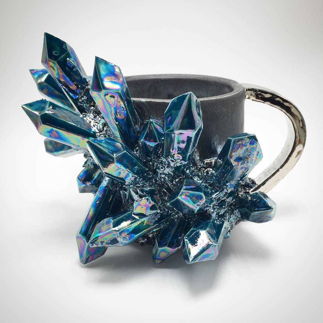 Lush Ceramic Vessels Decorated With Colorful Crystals By Collin Lynch 2