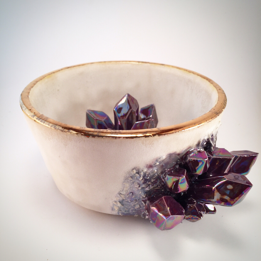 Lush Ceramic Vessels Decorated With Colorful Crystals By Collin Lynch 3