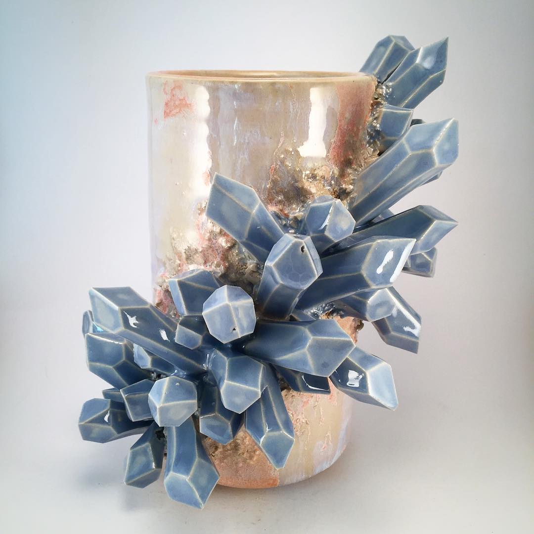 Lush Ceramic Vessels Decorated With Colorful Crystals By Collin Lynch 4