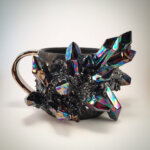 Lush ceramic vessels decorated with colorful crystals by Collin Lynch