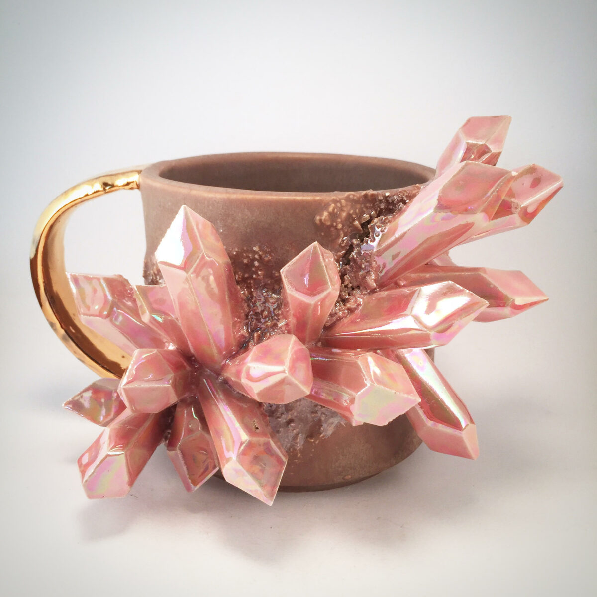 Lush Ceramic Vessels Decorated With Colorful Crystals By Collin Lynch 1