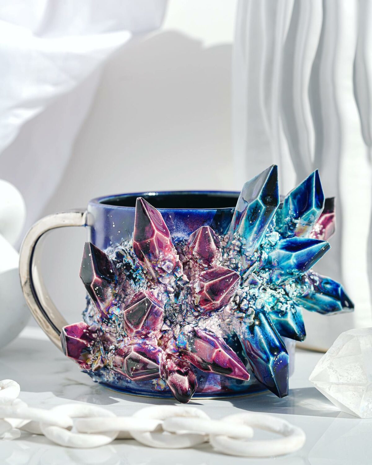Lush Ceramic Vessels Decorated With Colorful Crystals By Collin Lynch 9