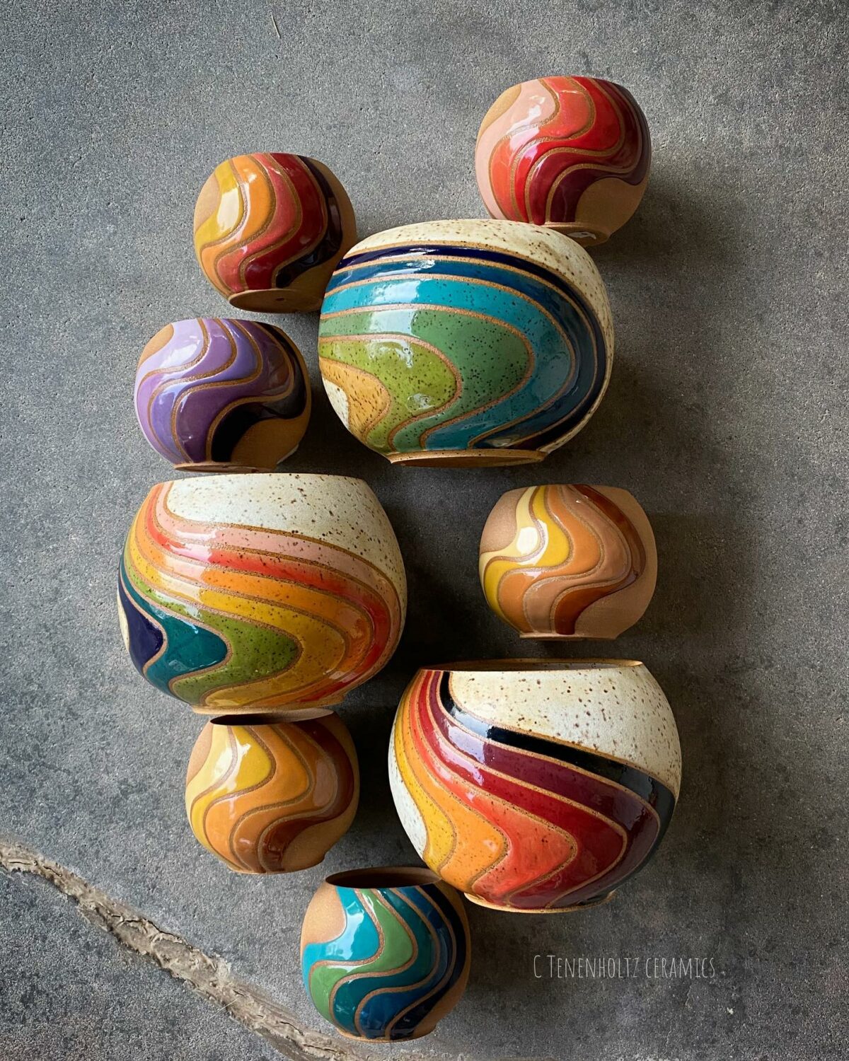 Rainbow Ceramics Gorgeous Multicolored Ceramic Pieces By Christine Tenenholtz (2)