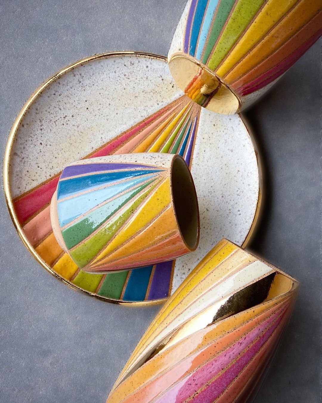 Rainbow Ceramics Gorgeous Multicolored Ceramic Pieces By Christine Tenenholtz (9)