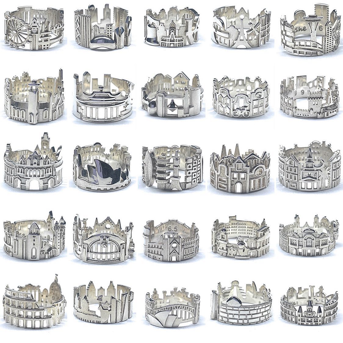 Striking Cityscape Rings In The Shape Of Skylines Of Iconic Cities By Ola Shekhtman 1