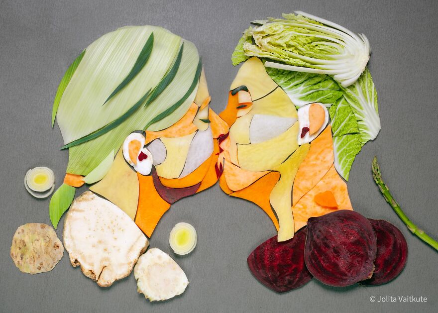 Vegetable Portraits Of Couples Kissing By Jolita Vaitkute 3