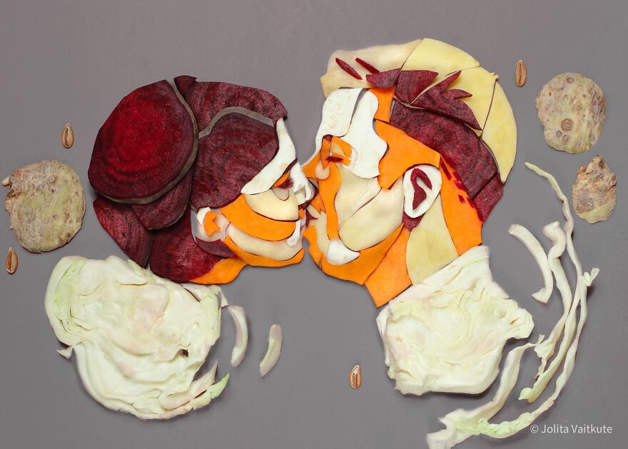 Vegetable Portraits Of Couples Kissing By Jolita Vaitkute 8