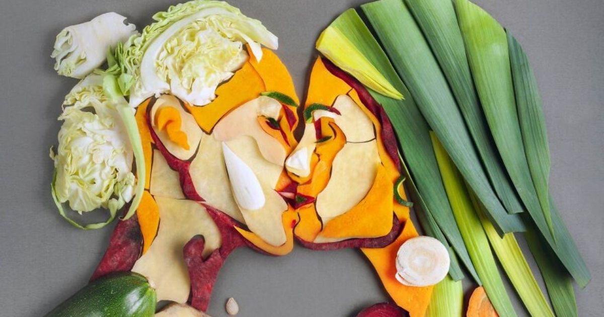 Vegetable Portraits Of Couples Kissing By Jolita Vaitkute 9