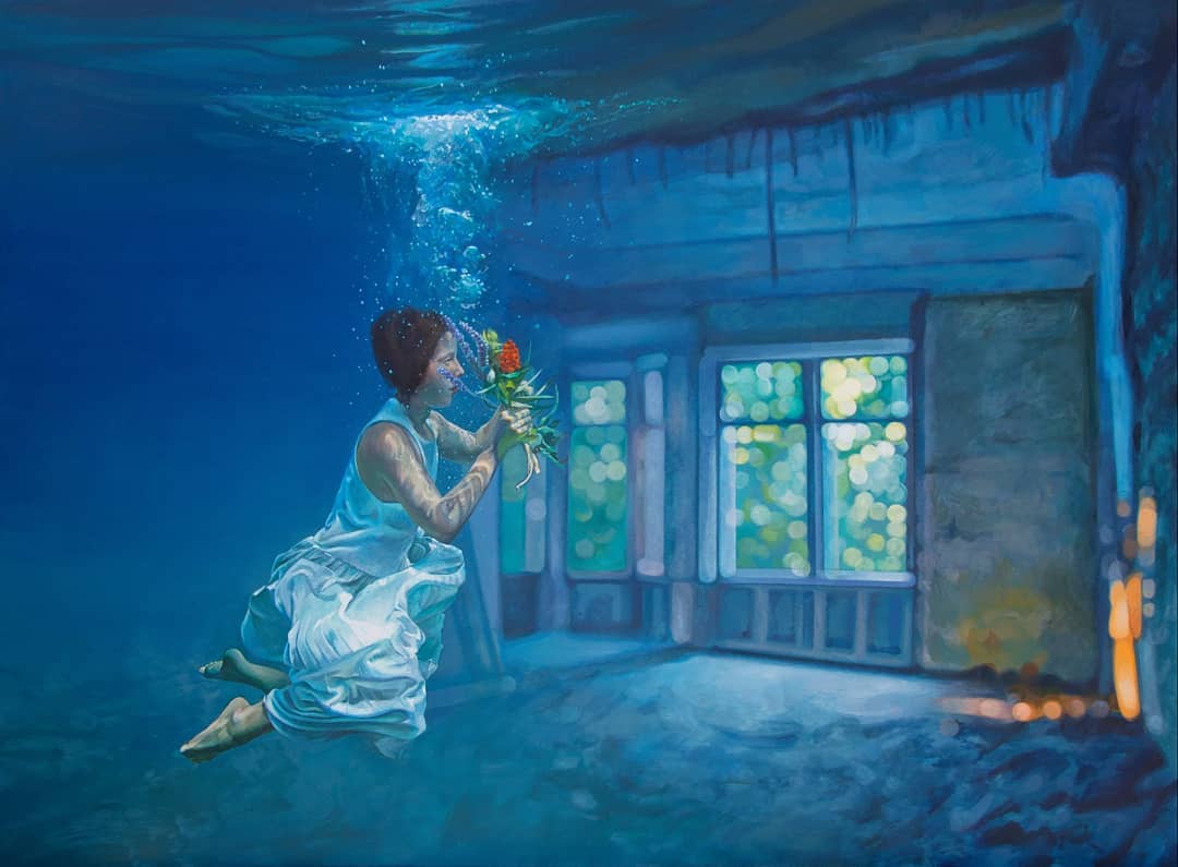 Dream Of Freedom Breathtaking Surrealistic Paintings Of Figures Floating In Flooded Rooms By Ivana Zivic 11
