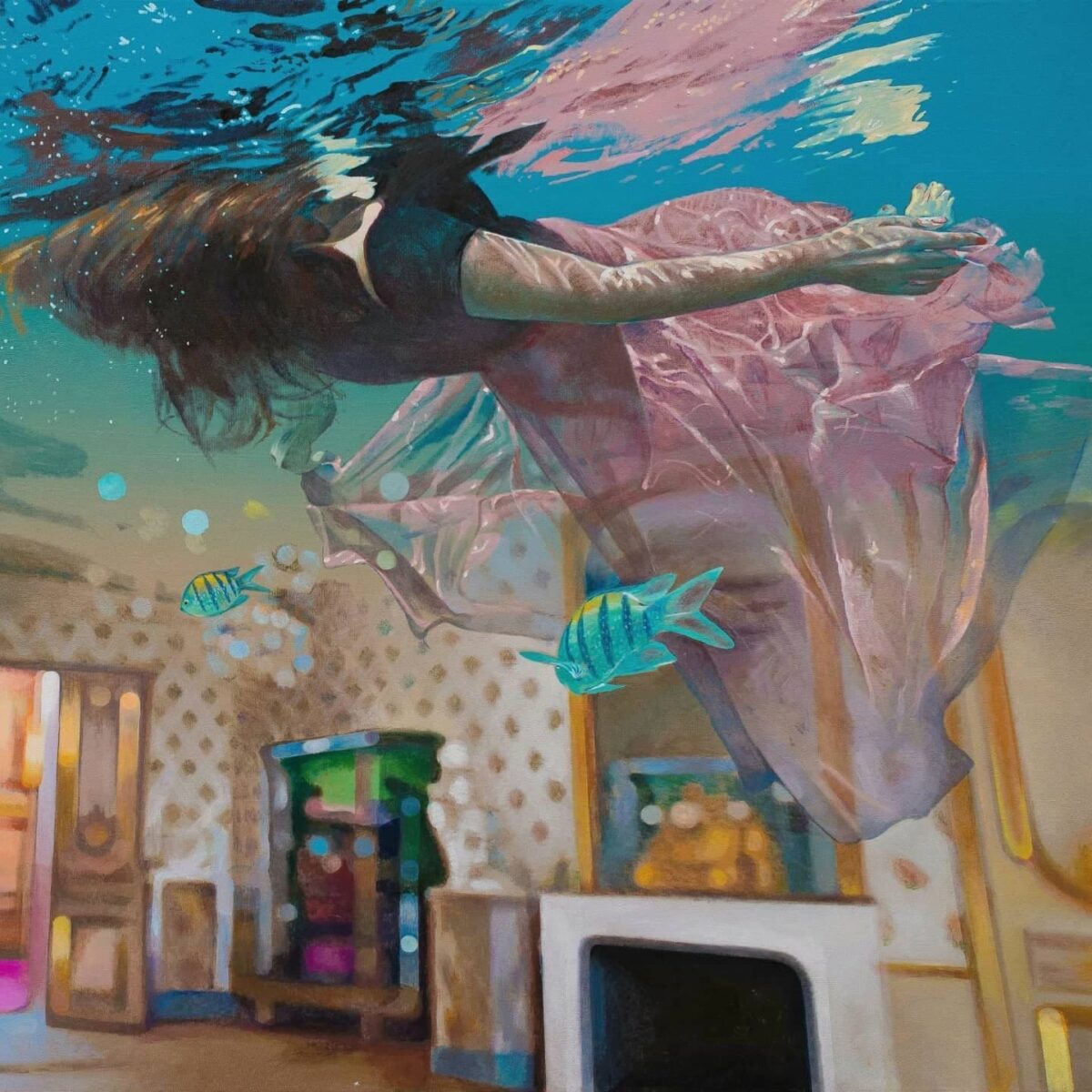 Dream Of Freedom Breathtaking Surrealistic Paintings Of Figures Floating In Flooded Rooms By Ivana Zivic 2