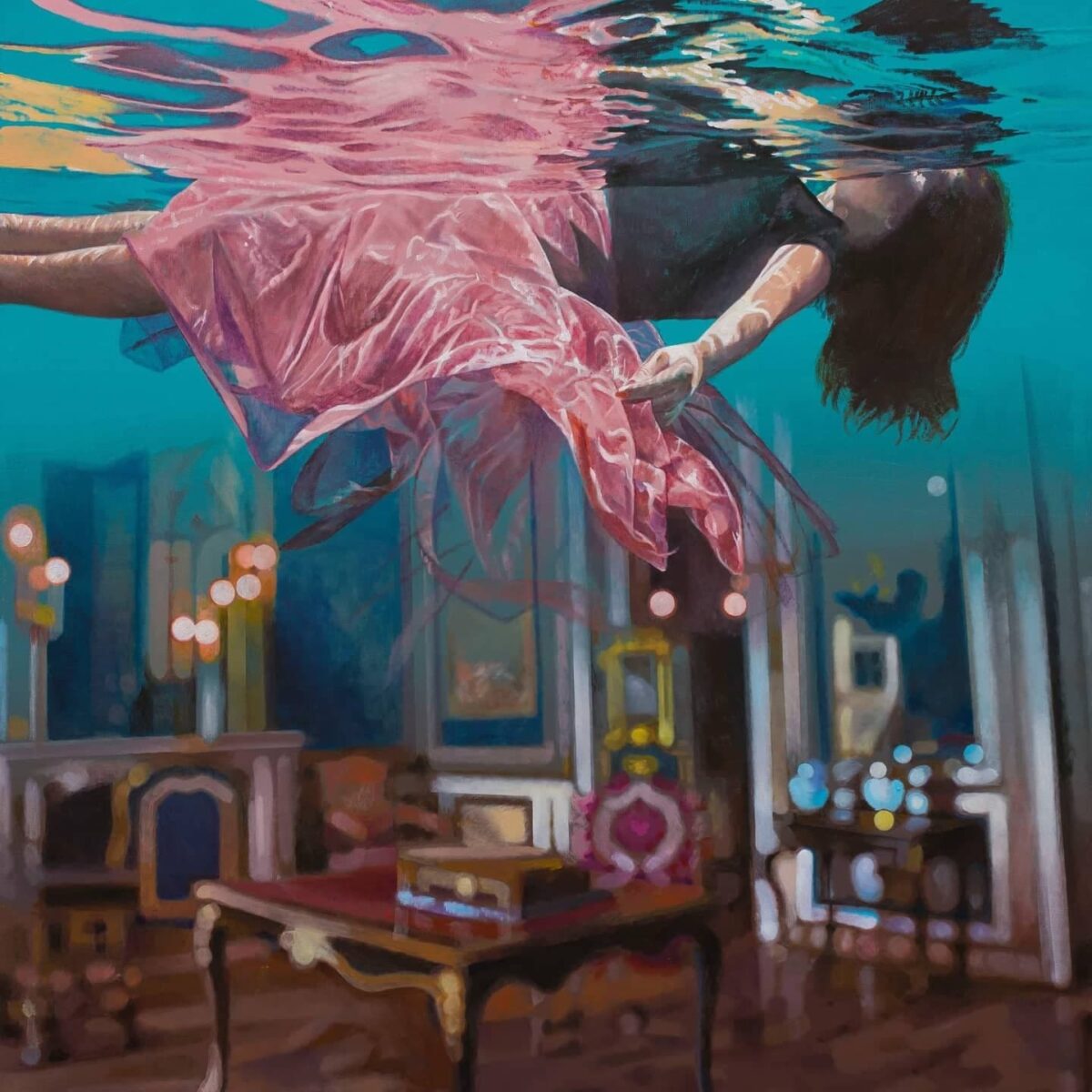Dream Of Freedom Breathtaking Surrealistic Paintings Of Figures Floating In Flooded Rooms By Ivana Zivic 4