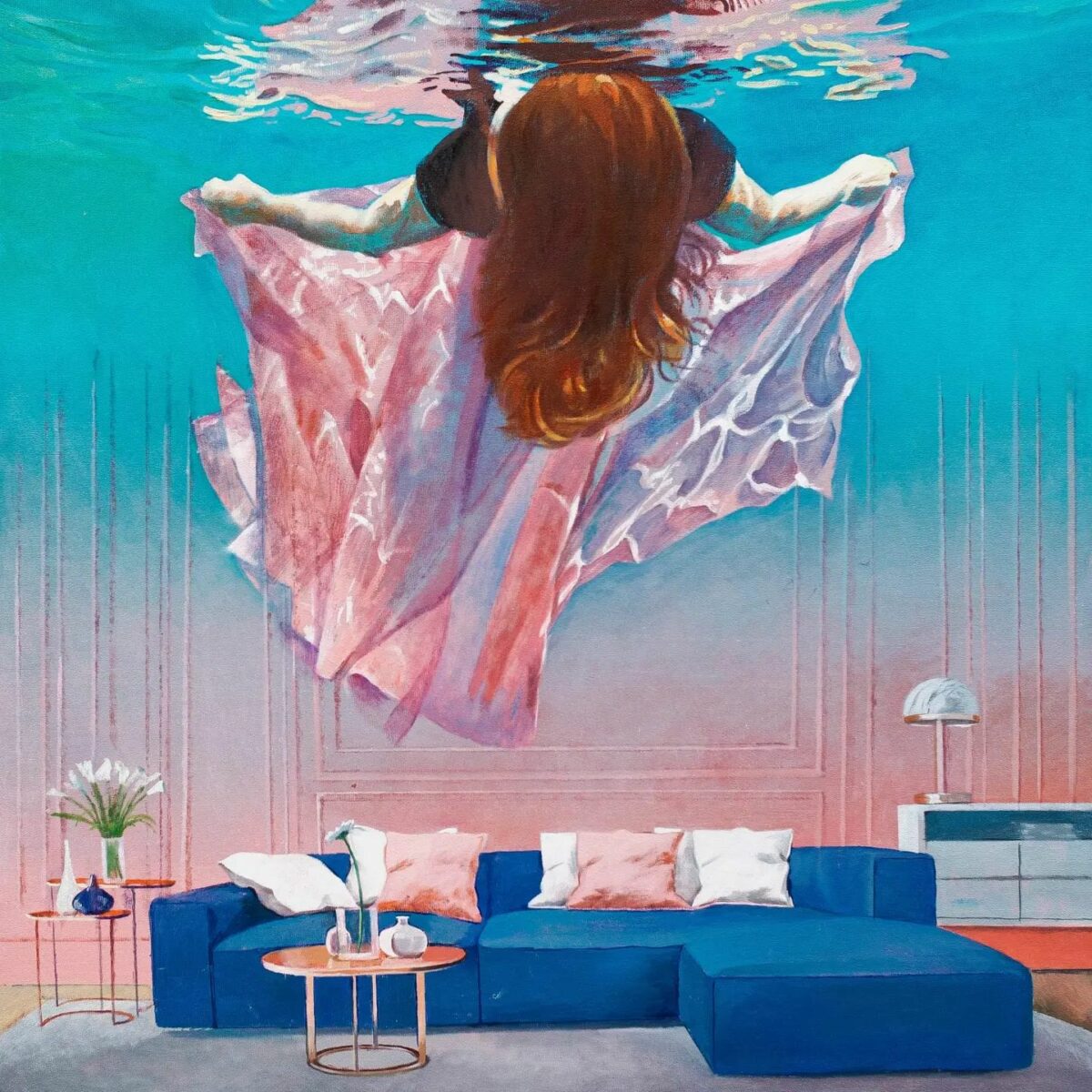 Dream Of Freedom Breathtaking Surrealistic Paintings Of Figures Floating In Flooded Rooms By Ivana Zivic 5