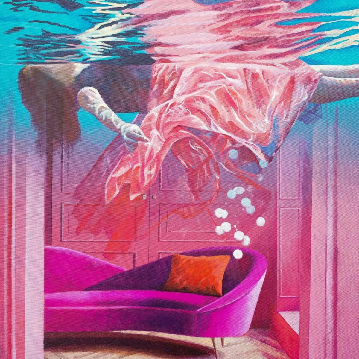 Dream Of Freedom Breathtaking Surrealistic Paintings Of Figures Floating In Flooded Rooms By Ivana Zivic 6