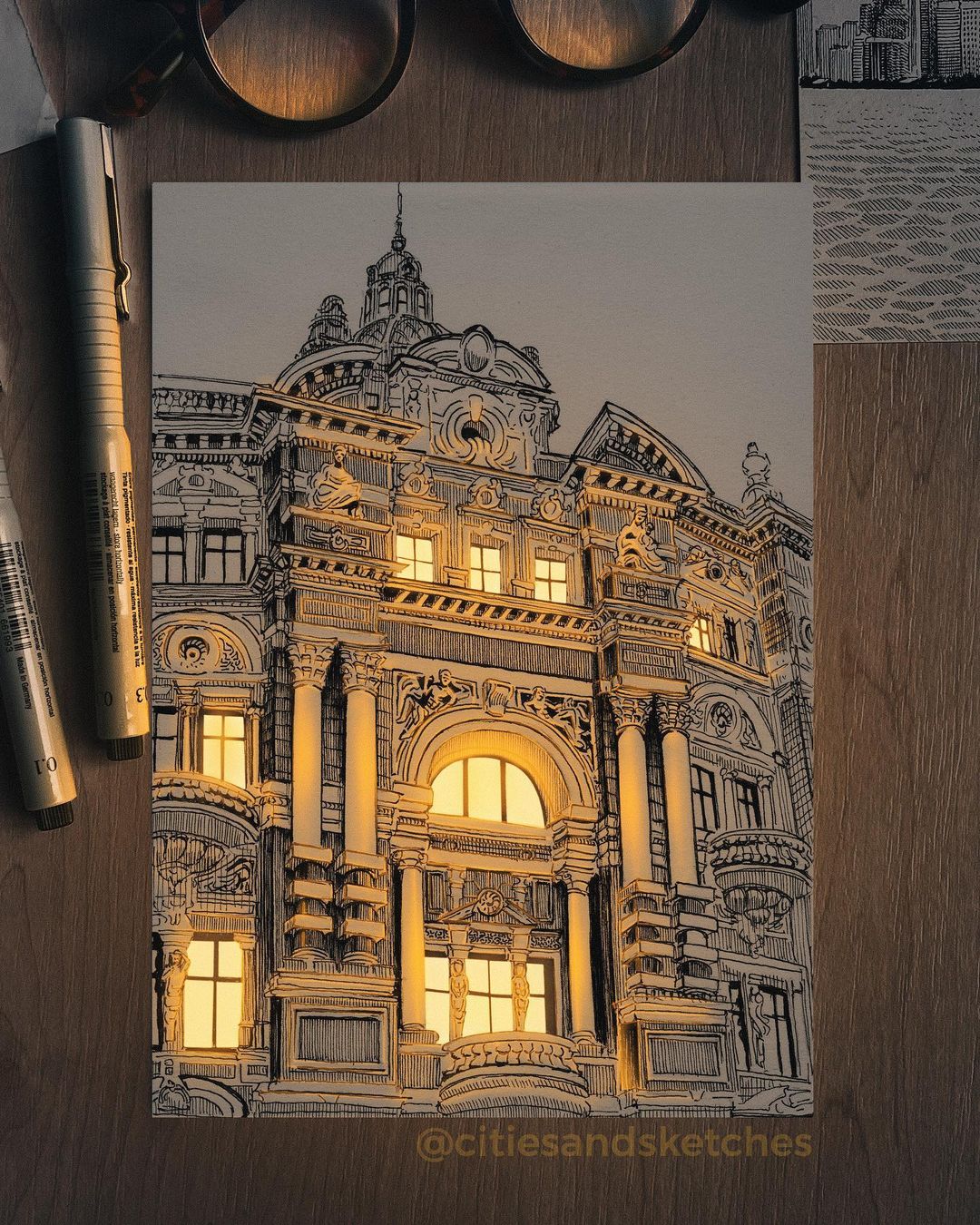 Glowing Archisketch Gorgeously Illuminated Architectural Sketches By Nikita Busyak (1)