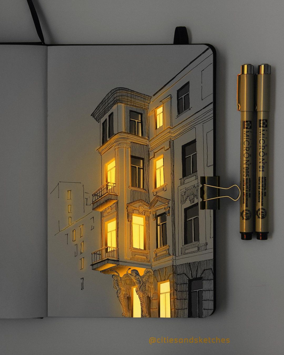 Glowing Archisketch Gorgeously Illuminated Architectural Sketches By Nikita Busyak 13