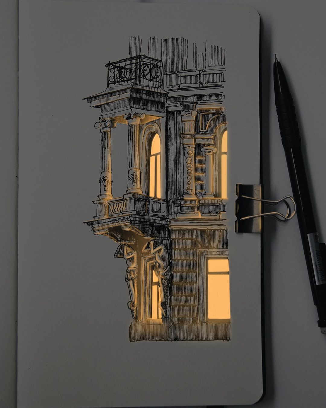 Glowing Archisketch Gorgeously Illuminated Architectural Sketches By Nikita Busyak 15