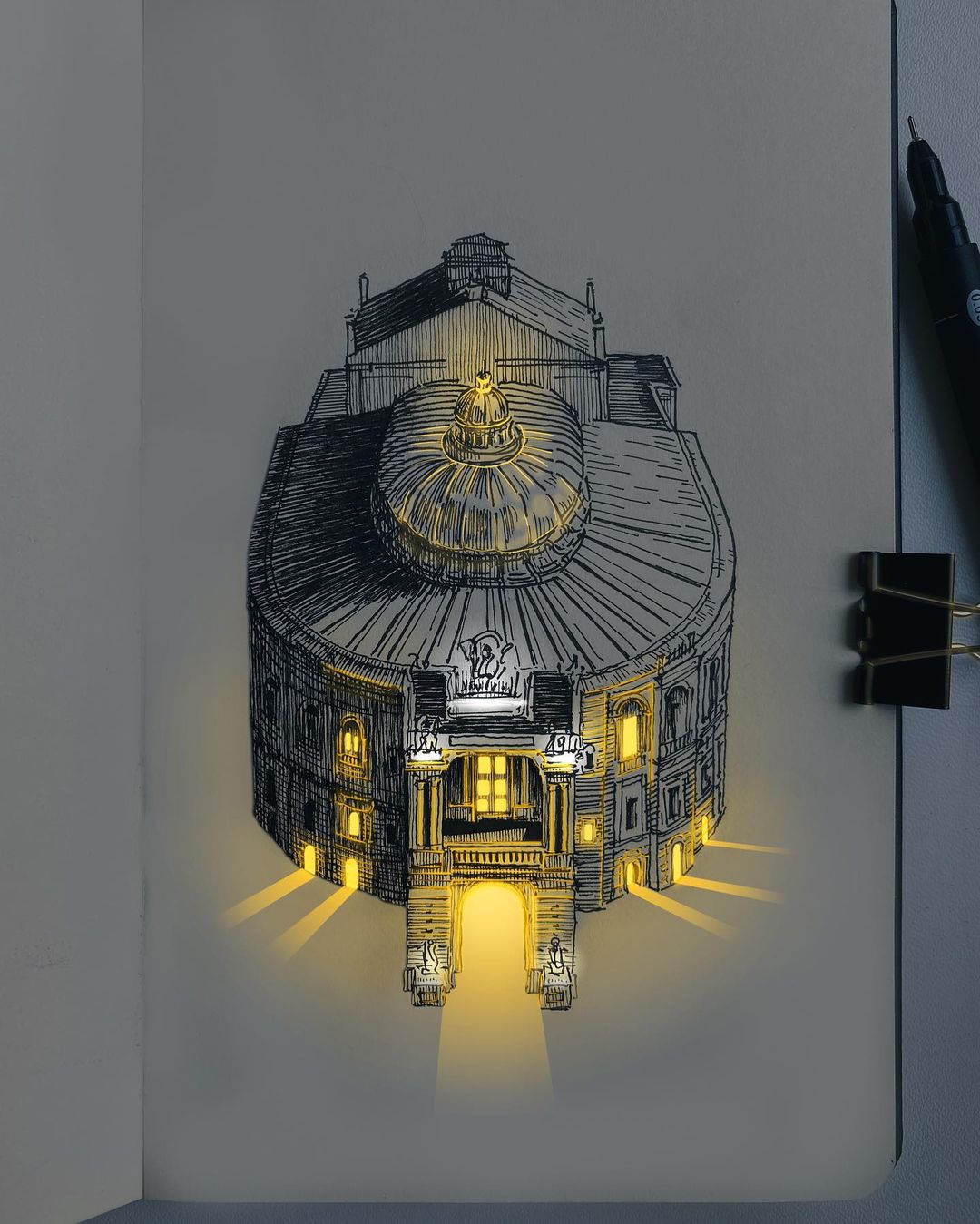 Glowing Archisketch Gorgeously Illuminated Architectural Sketches By Nikita Busyak 2