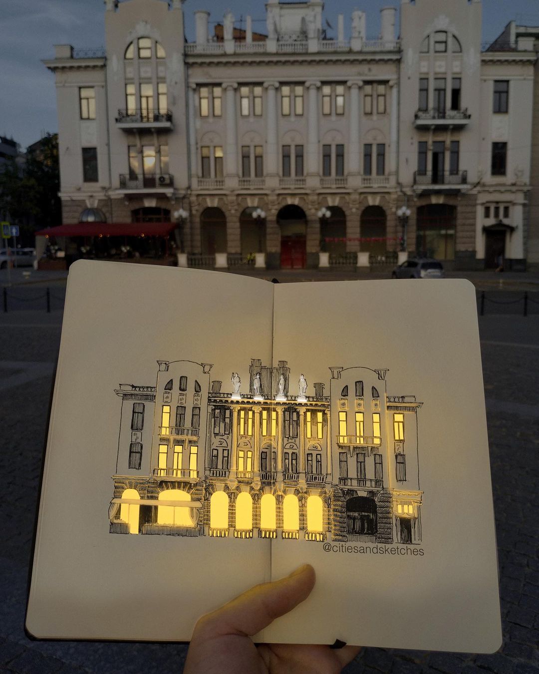 Glowing Archisketch Gorgeously Illuminated Architectural Sketches By Nikita Busyak 3