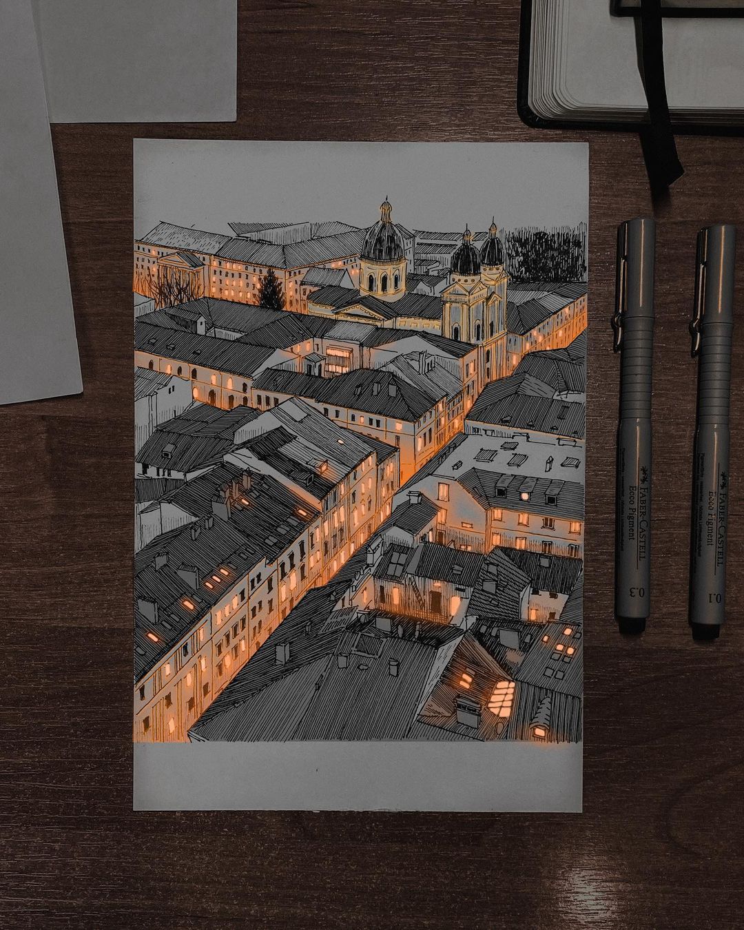 Glowing Archisketch Gorgeously Illuminated Architectural Sketches By Nikita Busyak 7