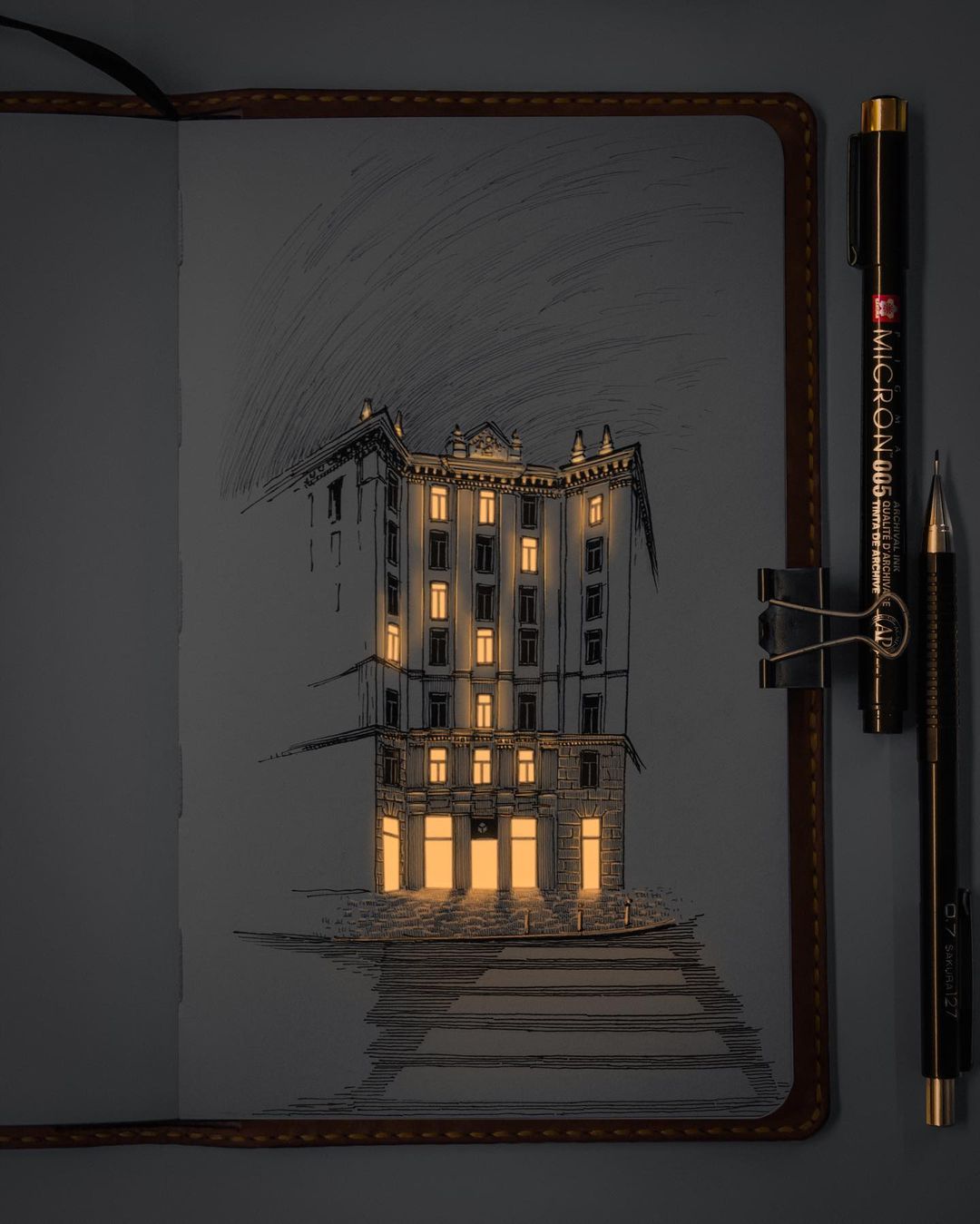Glowing Archisketch Gorgeously Illuminated Architectural Sketches By Nikita Busyak 8