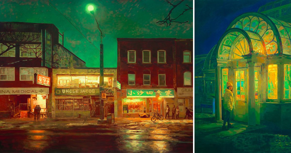 Exploring urban solitude: night cityscape paintings by Keita