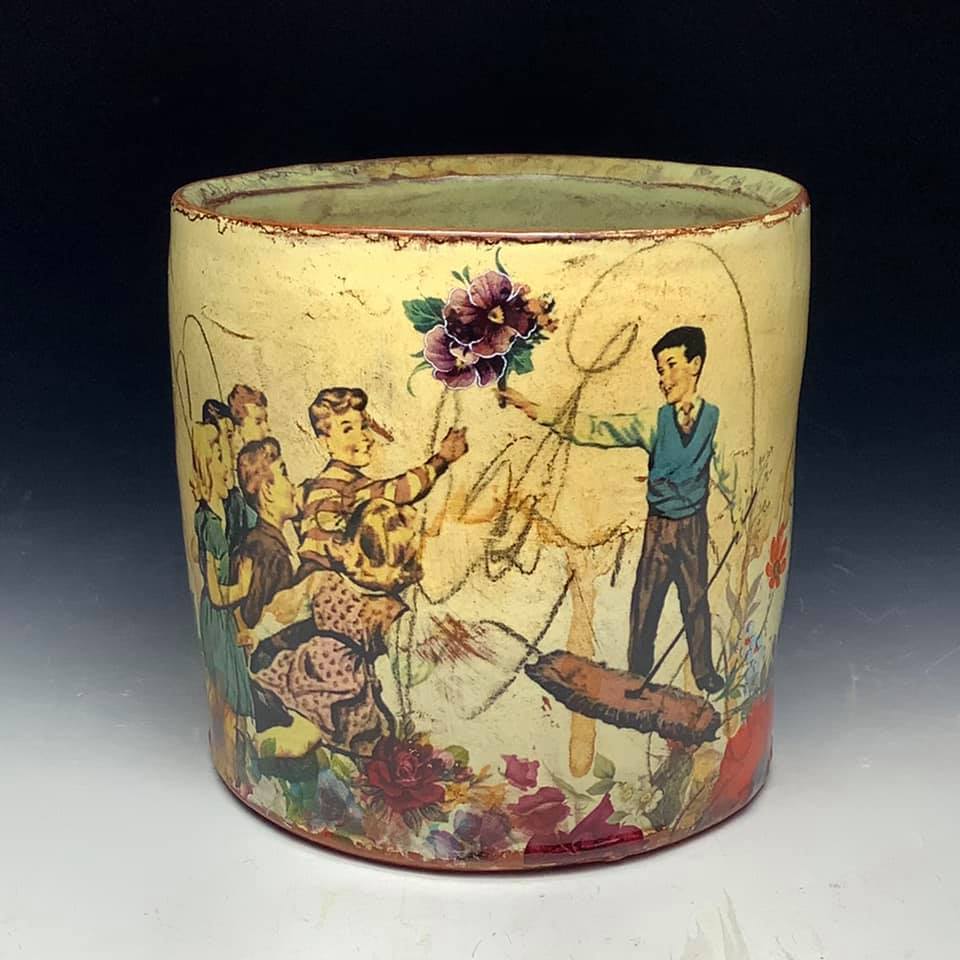 Gorgeous Earthenware Vessels Decorated With Vintage Imagery By Eric Pardue (9)