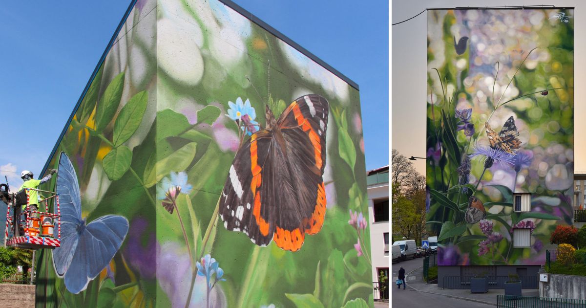 Large Scale 3d Photo Realistic Murals Of Butterflies With The Trompe L'oeil Technique By Mantra (1)