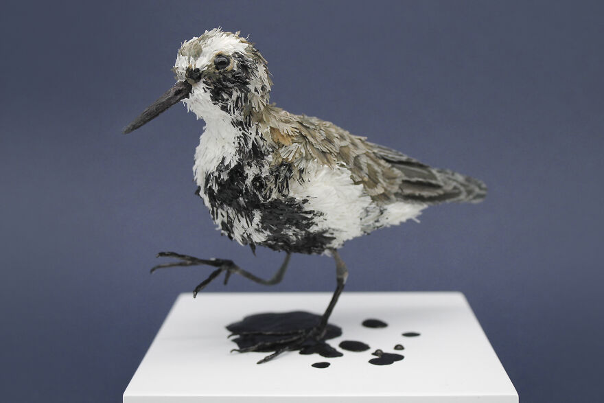 Ocean Pollution Realistic Paper Sculptures Of Animals Threatened By Pollution By Tina Kraus (10)